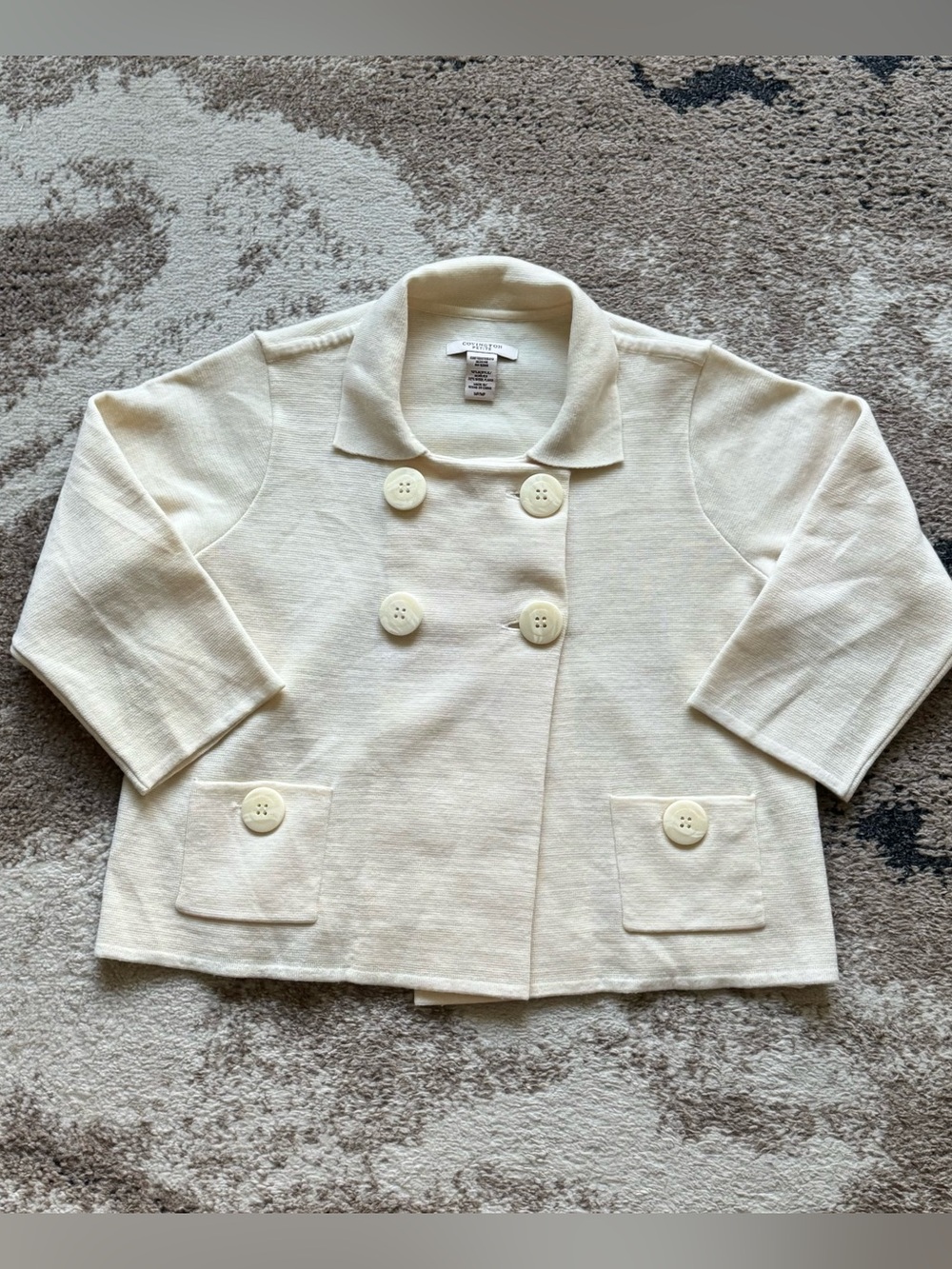 Y2K Covington Petite Cream Wool Blend Double Breasted Jacket Fall